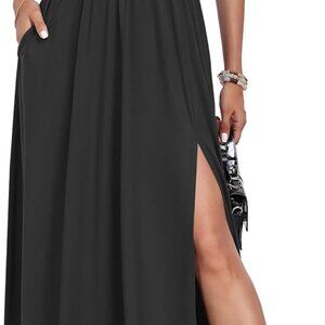 Women Maxi Dress Summer Casual Long with Pockets Polyester Spandex Medium